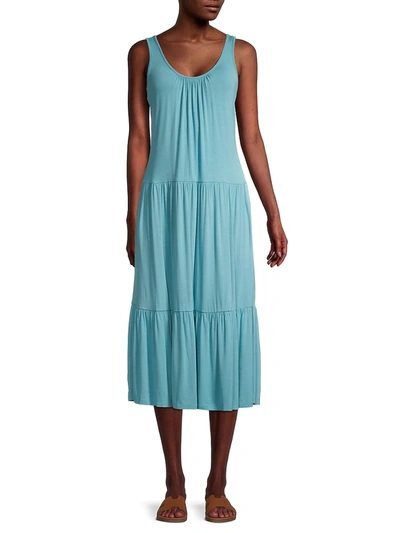 Shop Calvin Klein Women's Sleeveless Tiered Dress In Mykonos