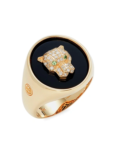 Shop Effy Men's 14k Yellow Gold & Multi-stone Panther Head Ring