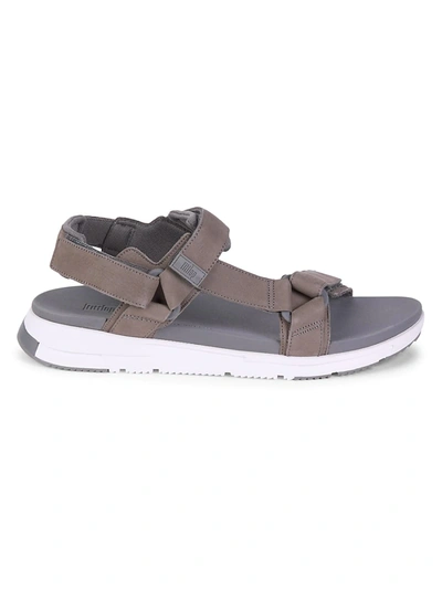 Shop Fitflop Men's Leather Grip-tape Sandals In Grey