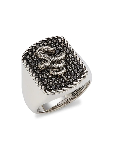 Shop Effy Men's Sterling Silver & Black Spinel Snake Ring