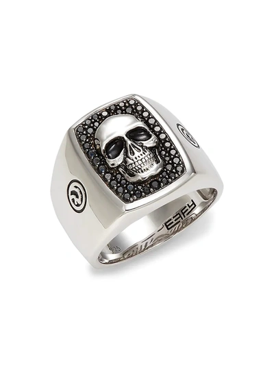 Shop Effy Men's Sterling Silver & Black Spinel Skull Ring