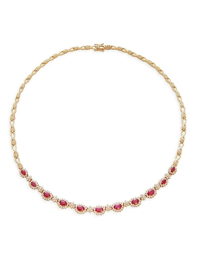 Shop Effy Women's 14k Yellow Gold, Ruby & Diamond Necklace