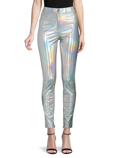 Shop Balmain Women's Iridescent Skinny Jeans In Silver