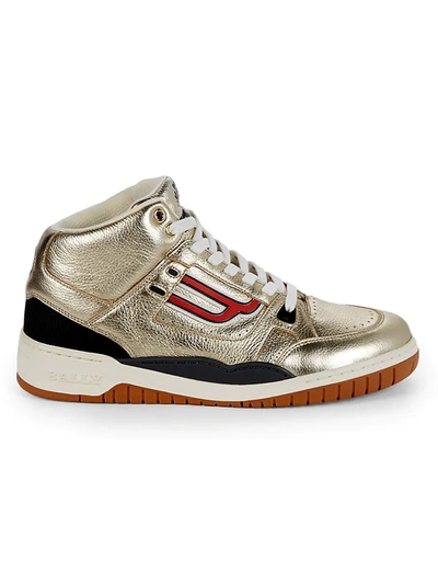 Shop Bally Men's Leather High Top Sneakers In Antique Gold