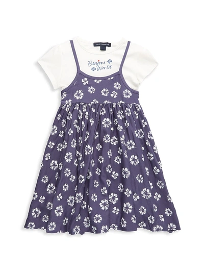 Shop French Connection Little Girl's 2-piece Top & Floral Dress Set In Neutral