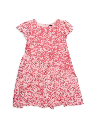 Shop French Connection Little Girl's Floral Ruffle Dress In Neutral