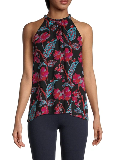 Shop A.l.c Women's Kinsa Halterneck Floral Silk Top In Black Multi