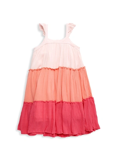 Shop French Connection Little Girl's Colorblock Crinkle Dress In Pink