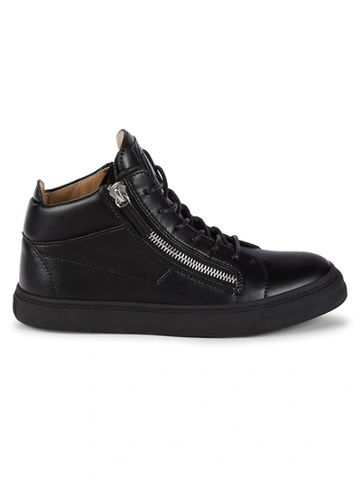 Shop Giuseppe Zanotti Men's Side-zip High-top Sneakers In Nero