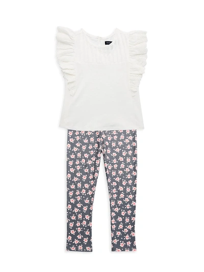 Shop French Connection Little Girl's 2-piece Top & Floral Leggings Set In Neutral