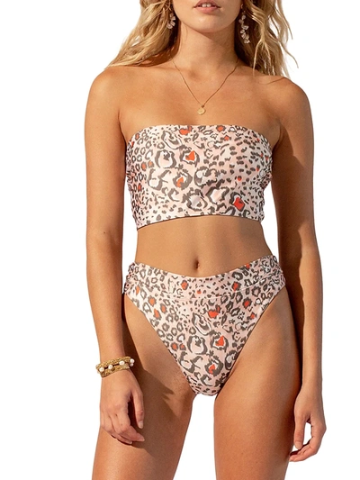 Shop Suboo Women's Uma Leopard-print Longline Bikini Top In Pink Multicolor