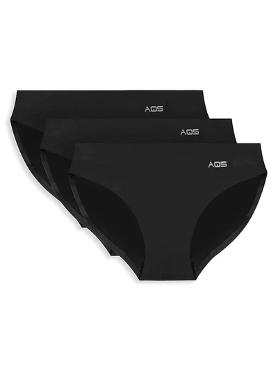 Shop Aqs Women's 3-pack Seamless Bikini Briefs In Black