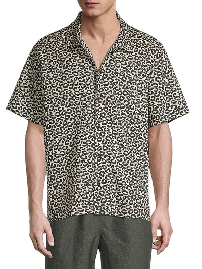 Shop Solid & Striped Men's Cabana Regular-fit Leopard-print Shirt