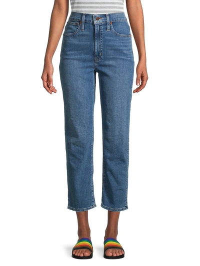 Shop Madewell Women's Classic Straight Cropped Jeans In Blue
