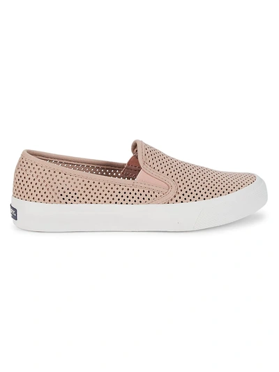 Shop Sperry Women's Seaside Microsuede Slip-on Sneakers In Rose