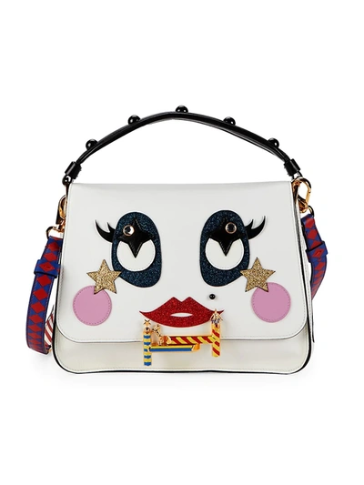 Shop Tod's Women's Double T Leather & Calf Hair Shoulder Bag In White Multi