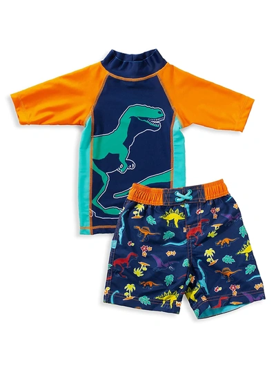 Shop Bear Camp Little Boy's 2-piece Dino-print Rashguard & Swim Trunks Set In Royal