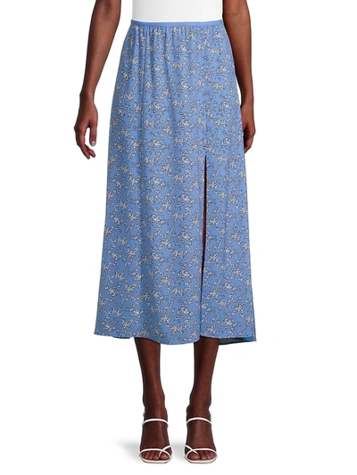 Shop French Connection Women's Cersier Verona Floral Midi Skirt In Chalk Blue