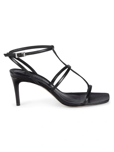 Shop Schutz Women's Ameena Leather Heeled Sandals In Black