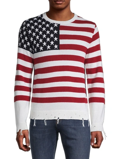 Shop Valentino Men's American Flag Cashmere Sweater In Avorio