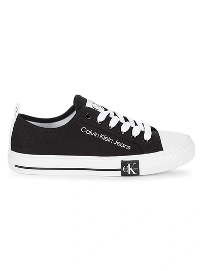 Shop Calvin Klein Women's Clary Low-cut Canvas Sneakers In Black