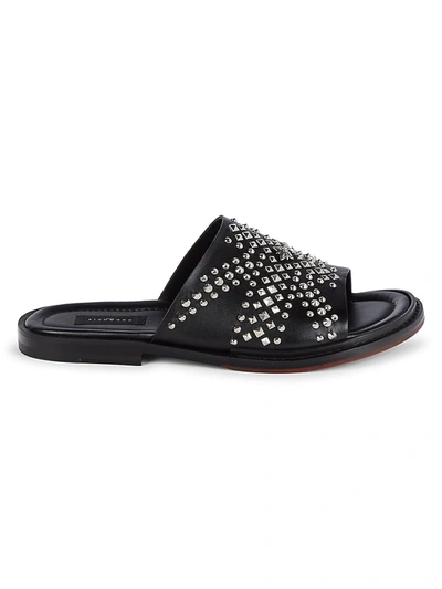 Shop John Richmond Men's Studded Leather Slides In Black