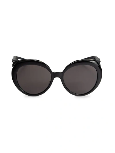 Shop Balenciaga Women's 58mm Round Cat Eye Sunglasses In Black