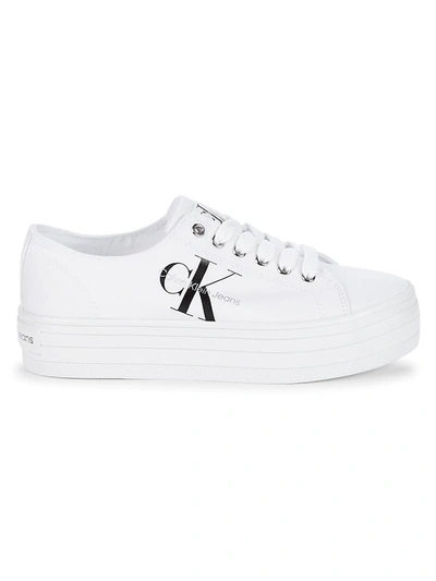 Shop Calvin Klein Women's Logo Platform Sneakers In White