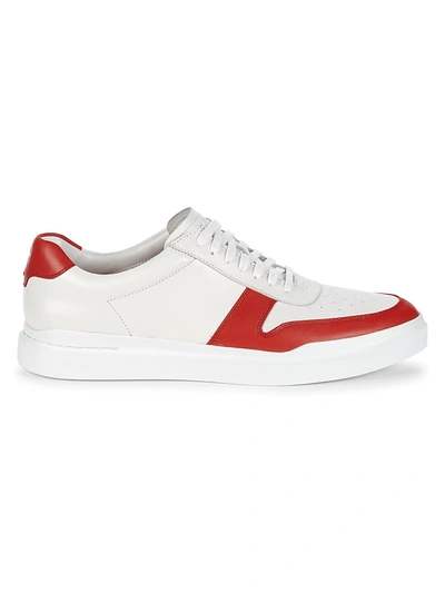Shop Cole Haan Men's Rally Court Leather Sneakers In White Red