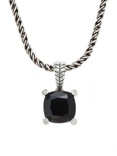 Effy Eny Women's Sterling Silver, Onyx & Diamond Pendant Necklace In Silver