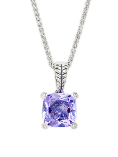 Shop Effy Eny Women's Sterling Silver, Amethyst & Diamond Pendant Necklace