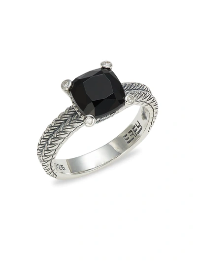 Effy Eny Women's Sterling Silver, Onyx & Diamond Solitaire Ring In Silver