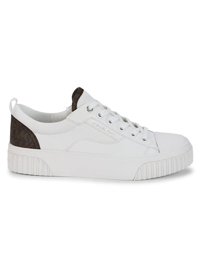 Shop Michael Kors Women's Oscar Platform Sneakers In White Brown