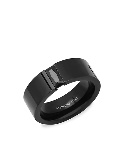 Shop Anthony Jacobs Men's Stainless Steel & Simulated Black Diamond Band Ring