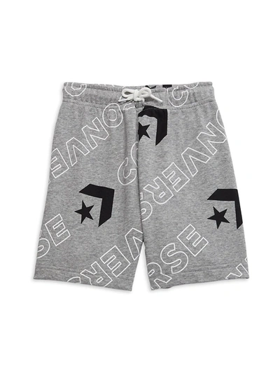 Shop Converse Little Boy's Heathered Logo Shorts In Dark Grey