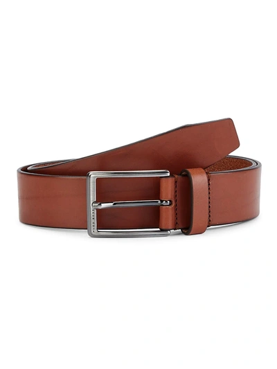 Shop Hugo Boss Men's Sammyo Leather Belt In Brown