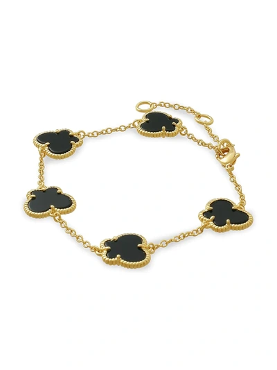 Shop Jan-kou Women's Butterfly 14k Goldplated & Onyx Bracelet
