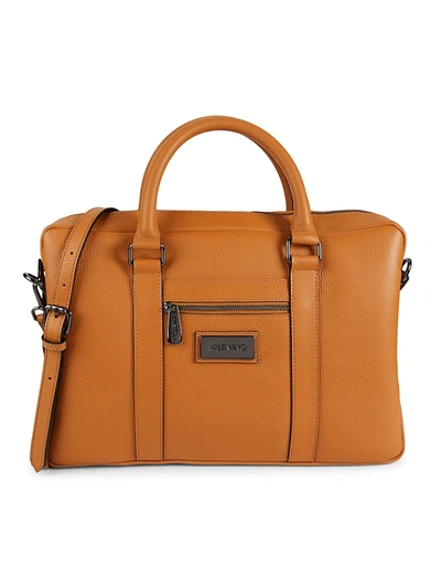 Shop Valentino By Mario Valentino Men's Roland Dollaro Leather Messenger Bag In Camel