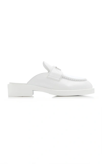 Shop Prada Women's Leather Loafer Mules In White