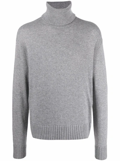 Shop Off-white Knitted Turtleneck Jumper In Grau