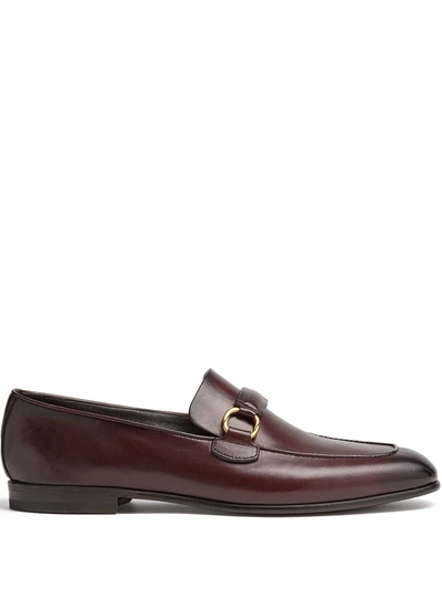 Shop Ermenegildo Zegna Slip-on Panelled Loafers In Brown