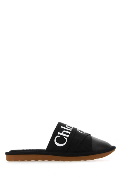 Shop Chloé Logo Band Slippers In Black