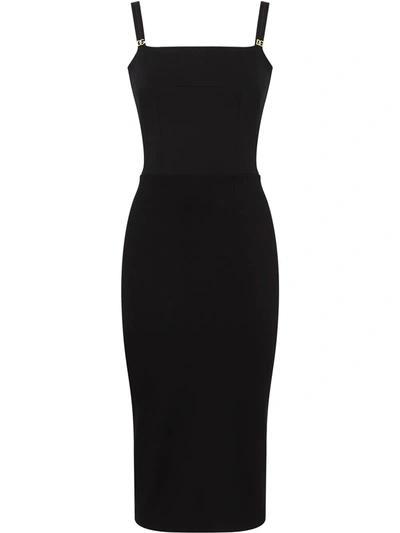 Shop Dolce & Gabbana Logo-appliqué Sleeveless Midi Dress In Black