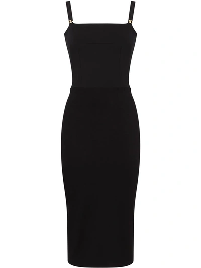 Dolce & Gabbana Jersey Calf-length Dress With Dg Embellishment In Black