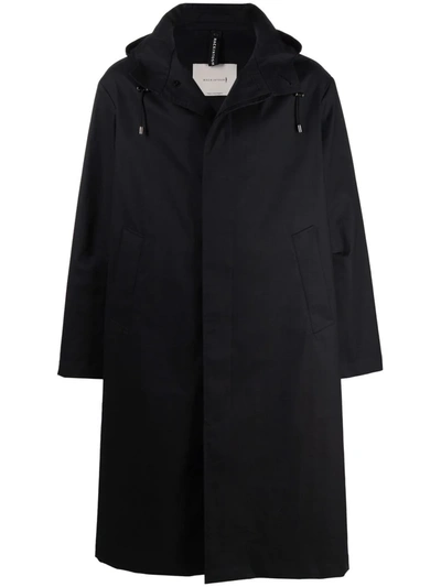 Shop Mackintosh Wolfson Hooded Raincoat In Black