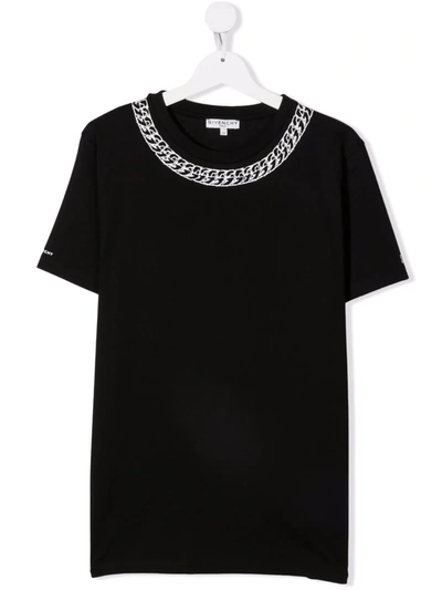 Givenchy Chain-print Cotton T-shirt In Black