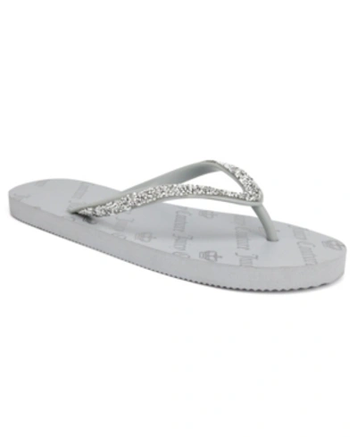 Shop Juicy Couture Women's Shimmery Thong Flip Flop Sandals In Gray