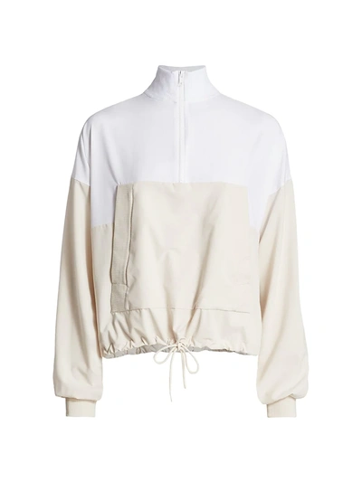 Shop Alo Yoga City Girl Track Sweater In White Bone