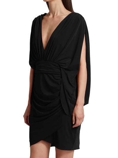 Shop Halston Ria V-neck Jersey Dress In Jet Black