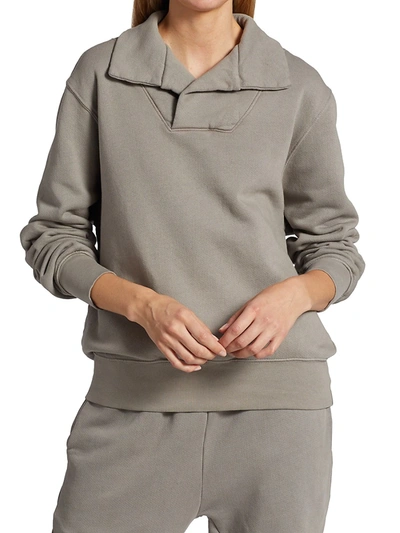 Shop Les Tien Women's Yacht Fleece Pullover Sweatshirt In Dove